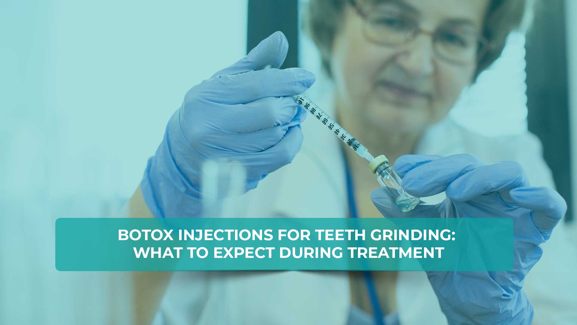 Bruxism Botox treatment with a syringe and dental tools